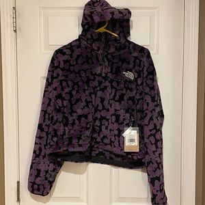 The North Face Women's Osito Leopard Quarter-Zip Hoodie XL NWT Gravity Leopard